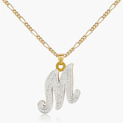 Personalized Zircon Large Letter Double-Plated Necklace