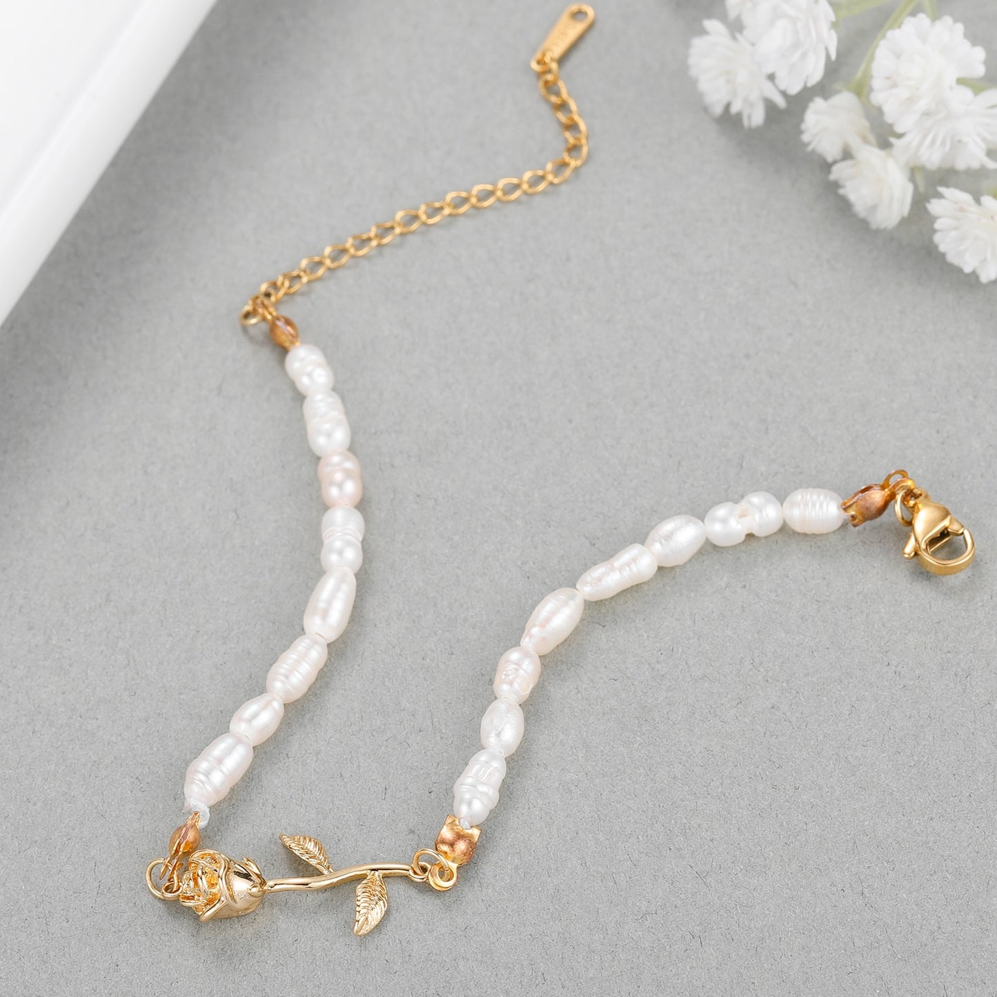 Freshwater Pearl Rose Flower Bracelet - A Perfect Gift for Mom – jowjewelry