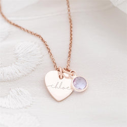 Personalized Esme Heart Birthstone Name Necklace