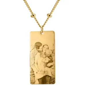Photo Engraved Rectangle Necklace