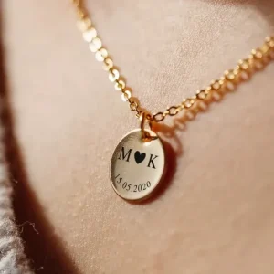 custom initial and date necklace gold