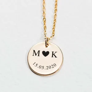etched in time initials necklace gold