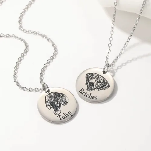 Personalized Dog Portrait Photo Necklace
