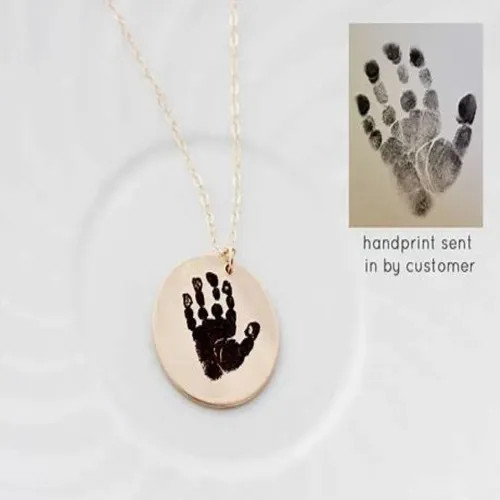 Engraved Baby Handprint Necklace