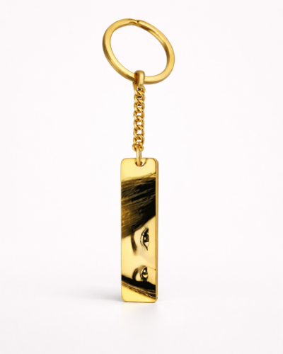 Custom engraved eye keychain on gold, personalized meaningful gift for him
