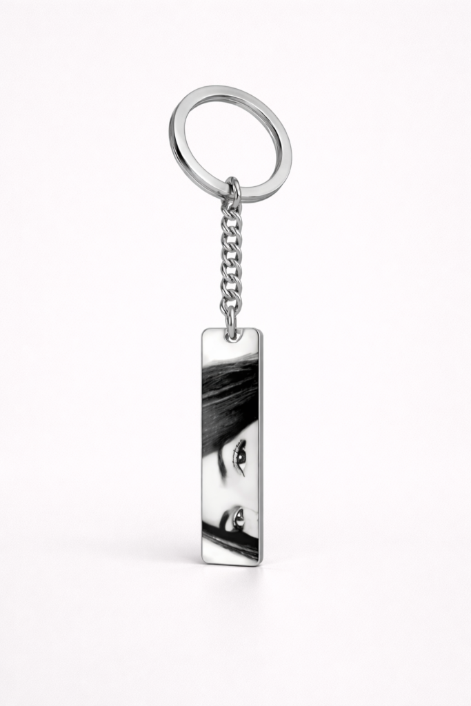 Custom engraved eye silver keychain, personalized meaningful gift for her