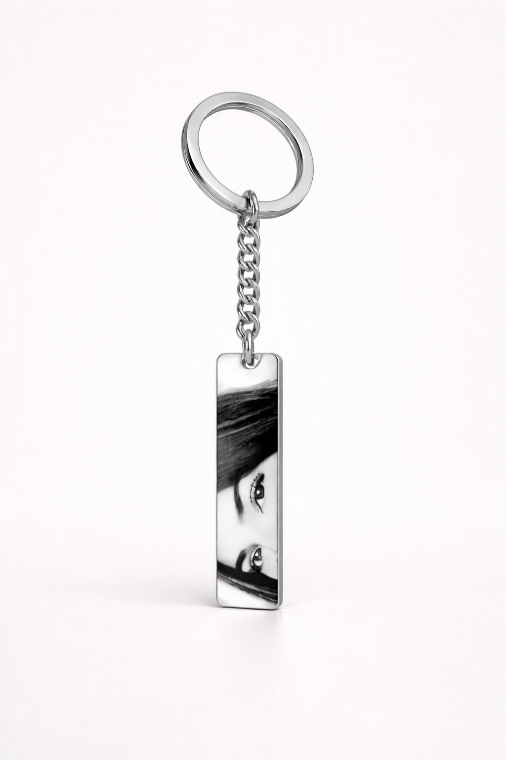 Custom engraved eye silver keychain, personalized meaningful gift for her
