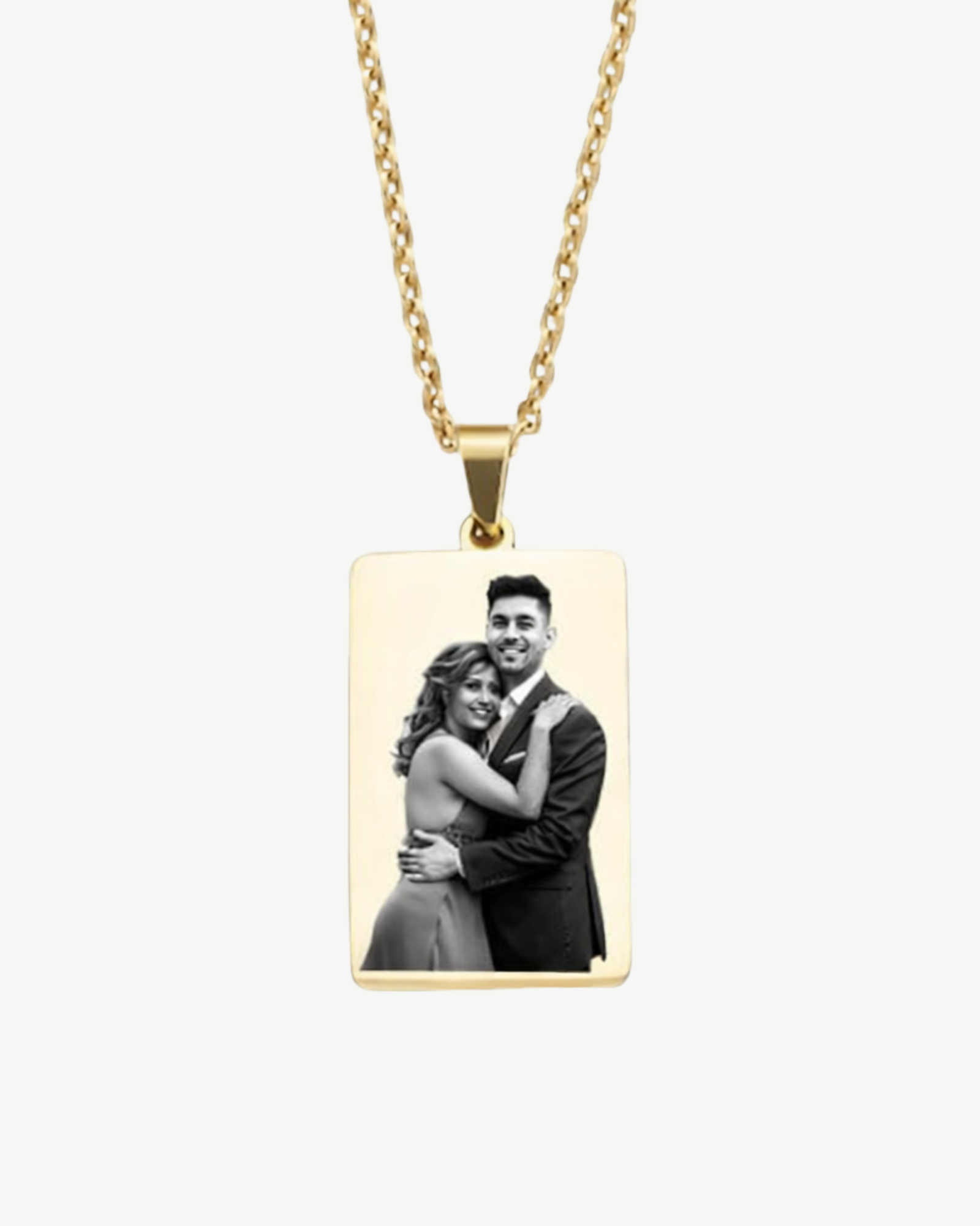 Personalized rectangular photo pendant necklace with custom engraved image