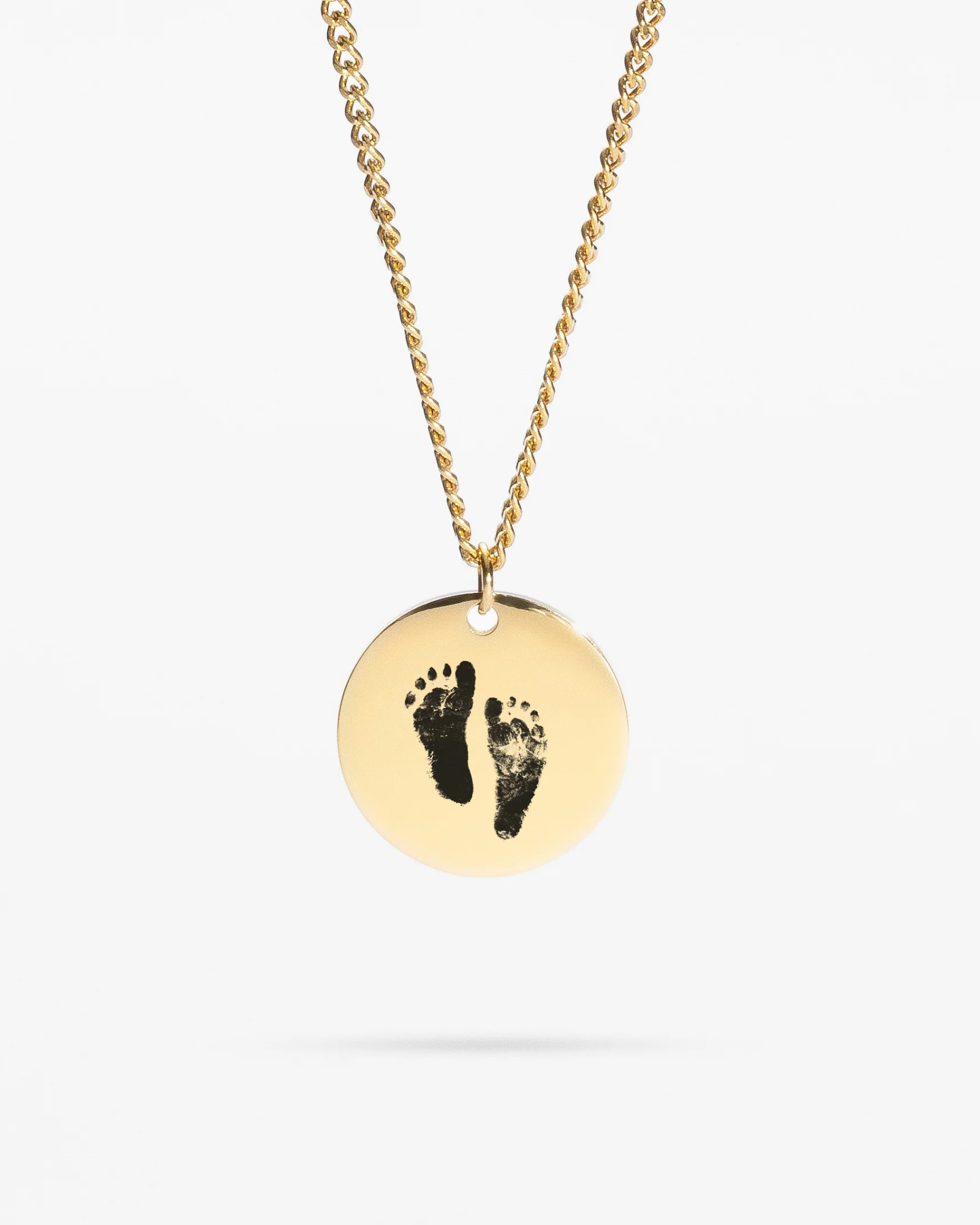 Custom Baby Footprint Necklace gift for new mother, engraved keepsake jewelry.