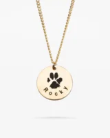 Custom Pet Paw Print Necklace – 18K Gold Plated, Engraved with Your Pet’s Actual Paw