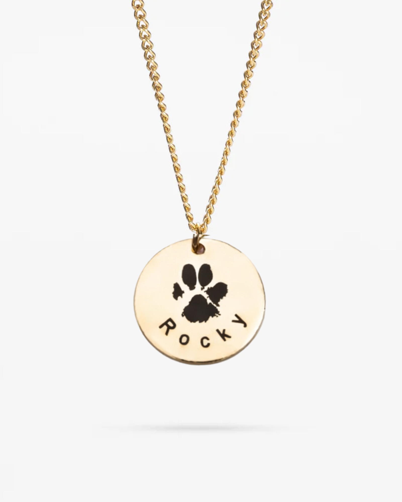 Custom Pet Paw Print Necklace – 18K Gold Plated, Engraved with Your Pet’s Actual Paw