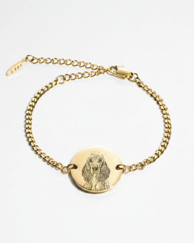 personalized Engraved Pet Portrait Bracelet in gold