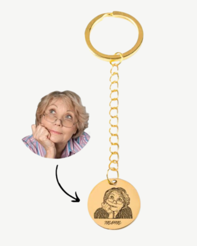 Custom Human Portrait Keychains with engraved photo design