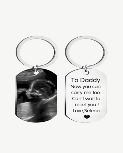 Personalized baby ultrasound photo keychain with engraved image
