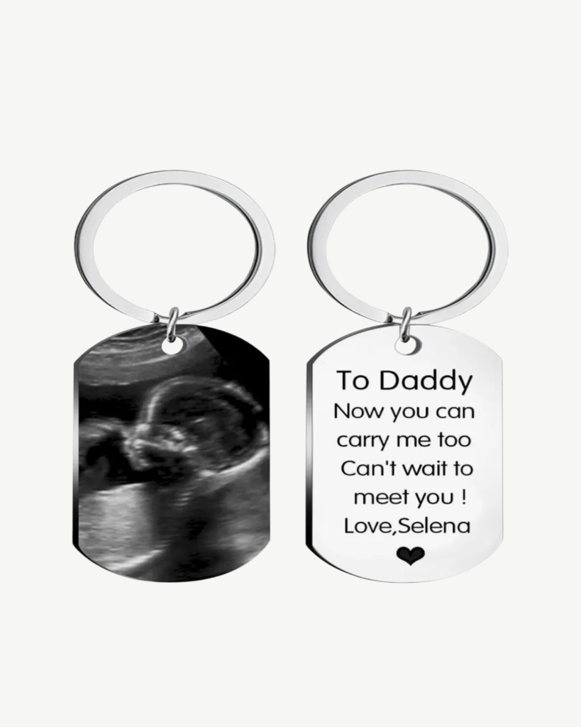 Personalized baby ultrasound photo keychain with engraved image