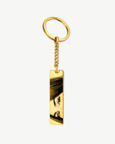 Custom engraved eye keychain on gold, personalized meaningful gift for him