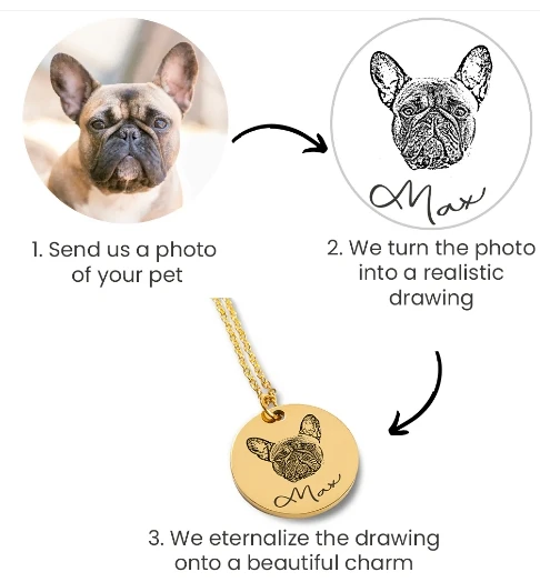Personalized pet keychain with detailed pet portrait engraving