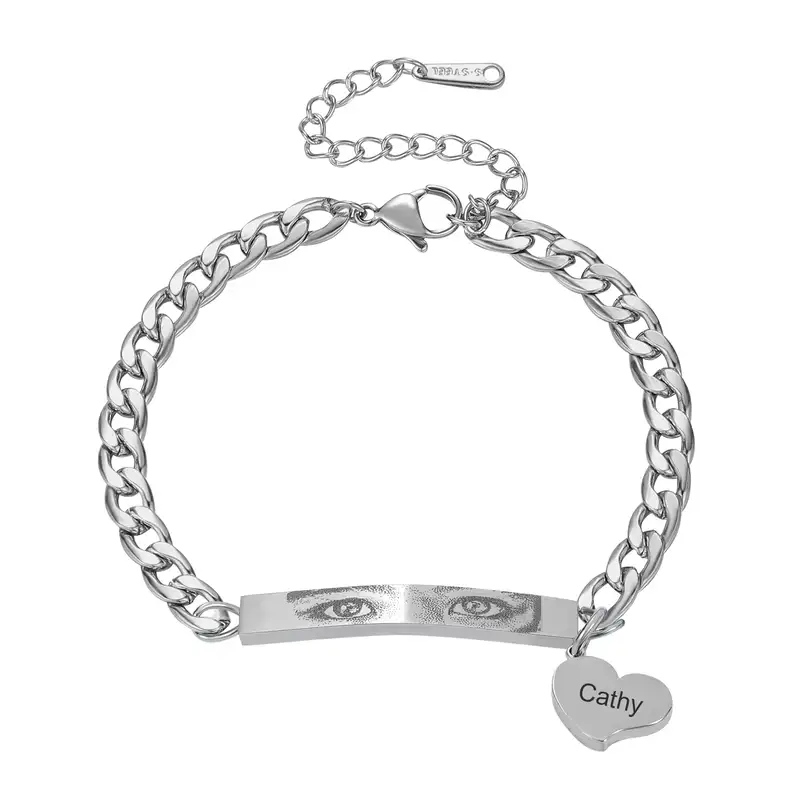 Custom Eye Bracelet with Heart Charm - Image 4