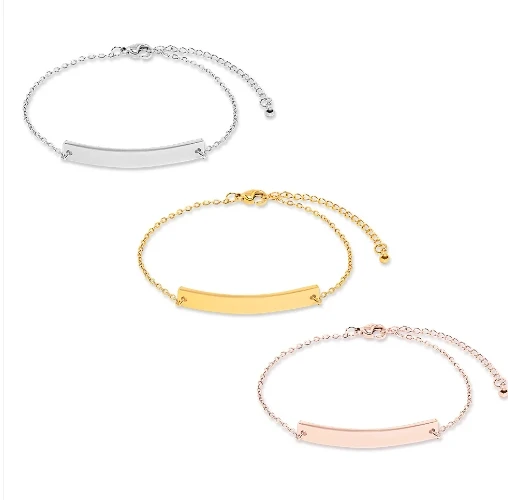 Engraved Bar Bracelet gold, silver and rose gold