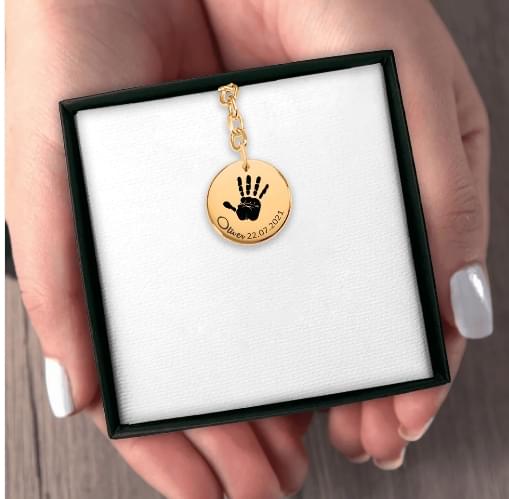 custom handprint keychain gold