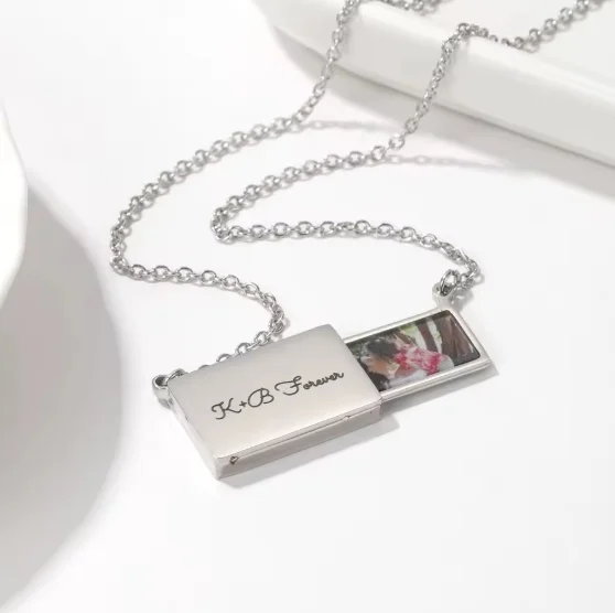 custom photo locket Necklace silver