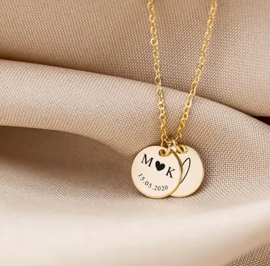 two initial and date necklaces