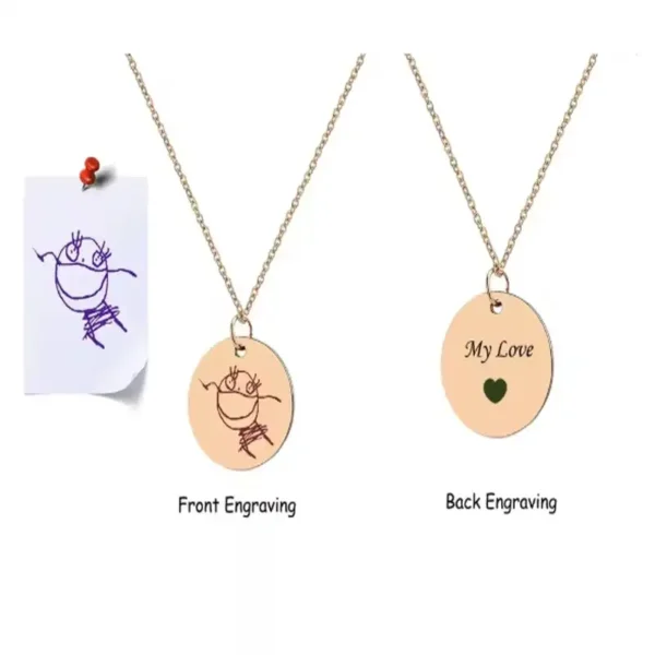 personalized kids drawing necklace