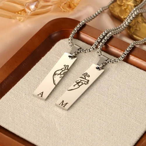 Custom split heart necklaces with initials from one photo – meaningful personalized jewelry