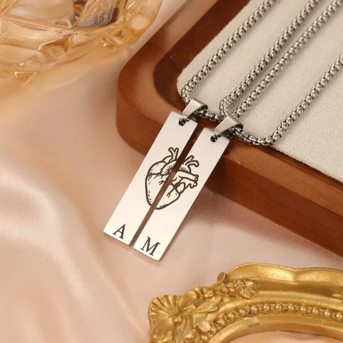Matching Heart Necklaces with Initials